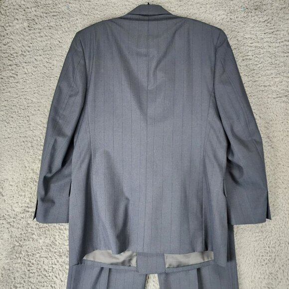 Gianelli Uomo 2 Piece Suit Mens 44L 36x30 Blue Double Breasted Jacket Pants Set - Picture 7 of 16